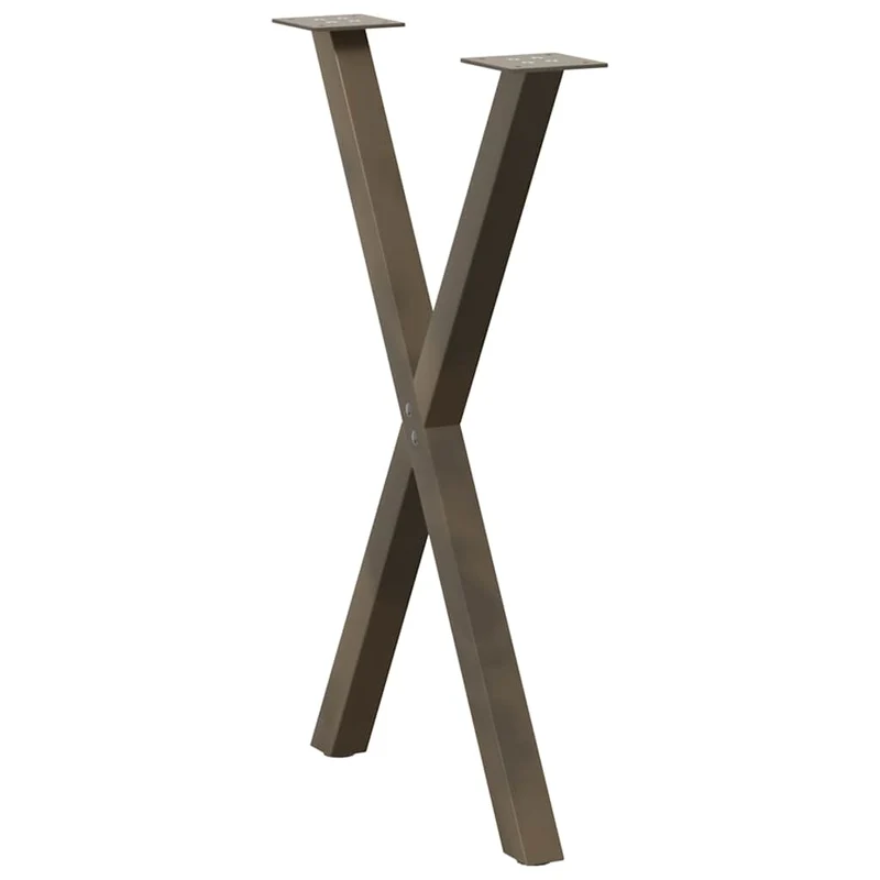 Lot de 2 pieds de table en forme de X pour table à manger 57 x 73 cm avec niveaux réglables design moderne en acier naturel 02_0057188