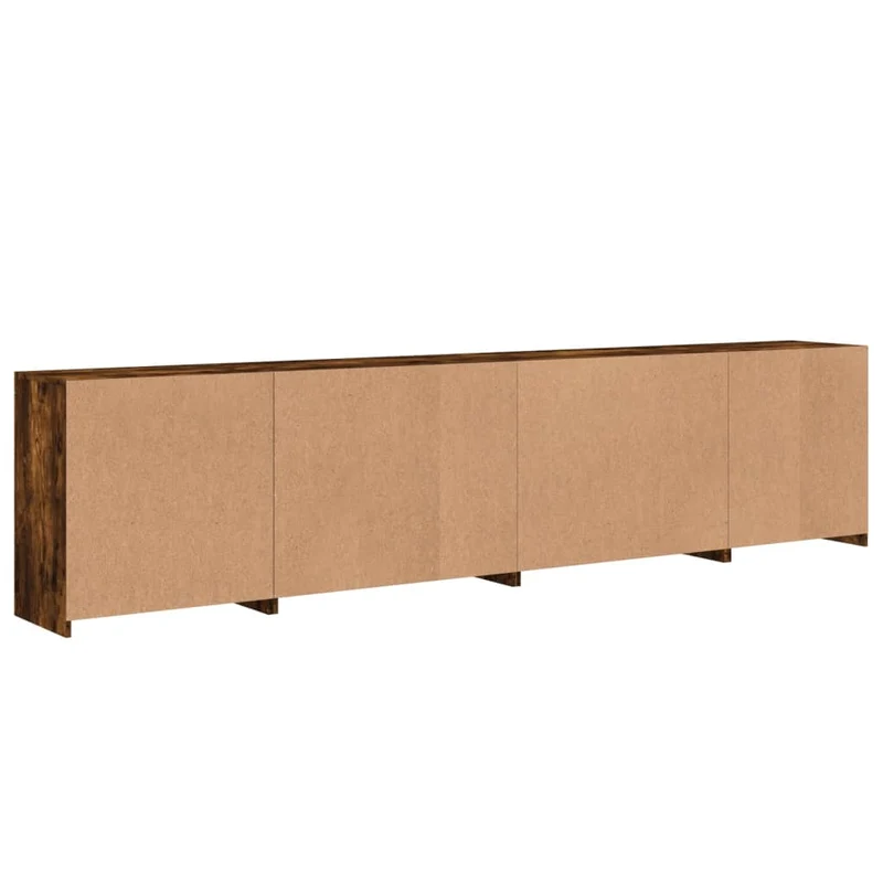 Buffet bahut commode armoire meuble de rangement organisateur cuisine salle de séjour salon avec lumières LED 283 x 37 x 67 cm marron 02_0029880