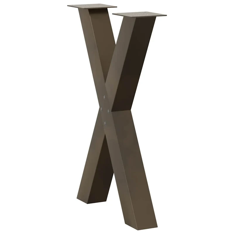 Lot de 2 pieds de table à manger en forme de X 60 x 73 cm robustes modernes avec niveleurs en acier naturel 02_0057247