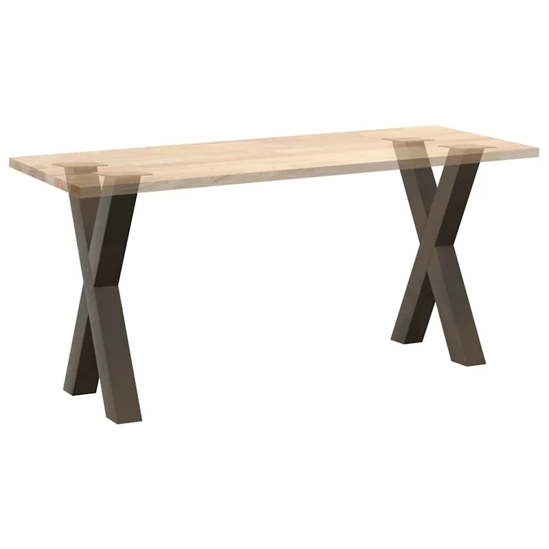 Lot de 2 pieds de table à manger en forme de X 60 x 73 cm robustes modernes avec niveleurs en acier naturel 02_0057247