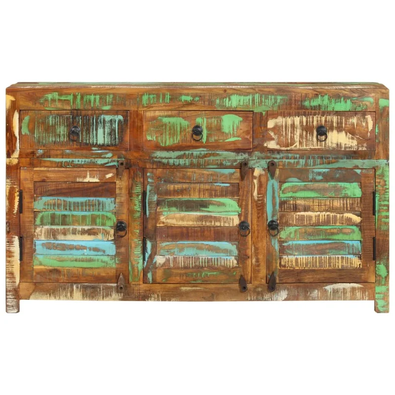 Buffet bahut commode armoire meuble de rangement organisateur cuisine salle de séjour salon 110 x 30 x 65 cm bois massif de récupération marron 02_0029511
