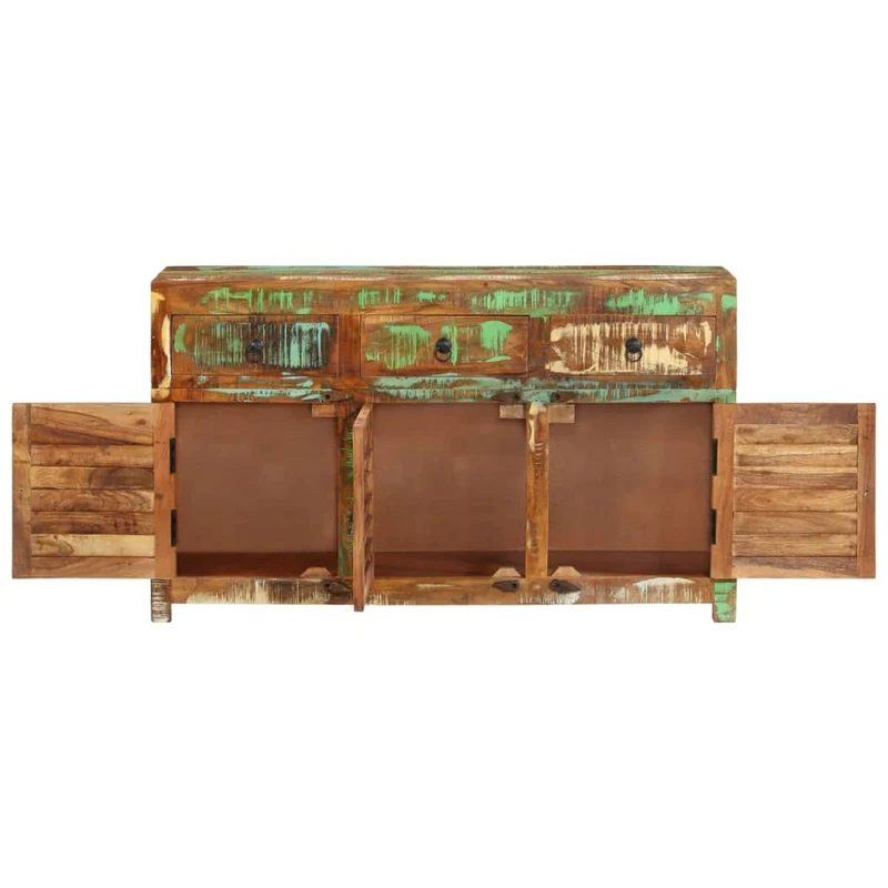 Buffet bahut commode armoire meuble de rangement organisateur cuisine salle de séjour salon 110 x 30 x 65 cm bois massif de récupération marron 02_0029511