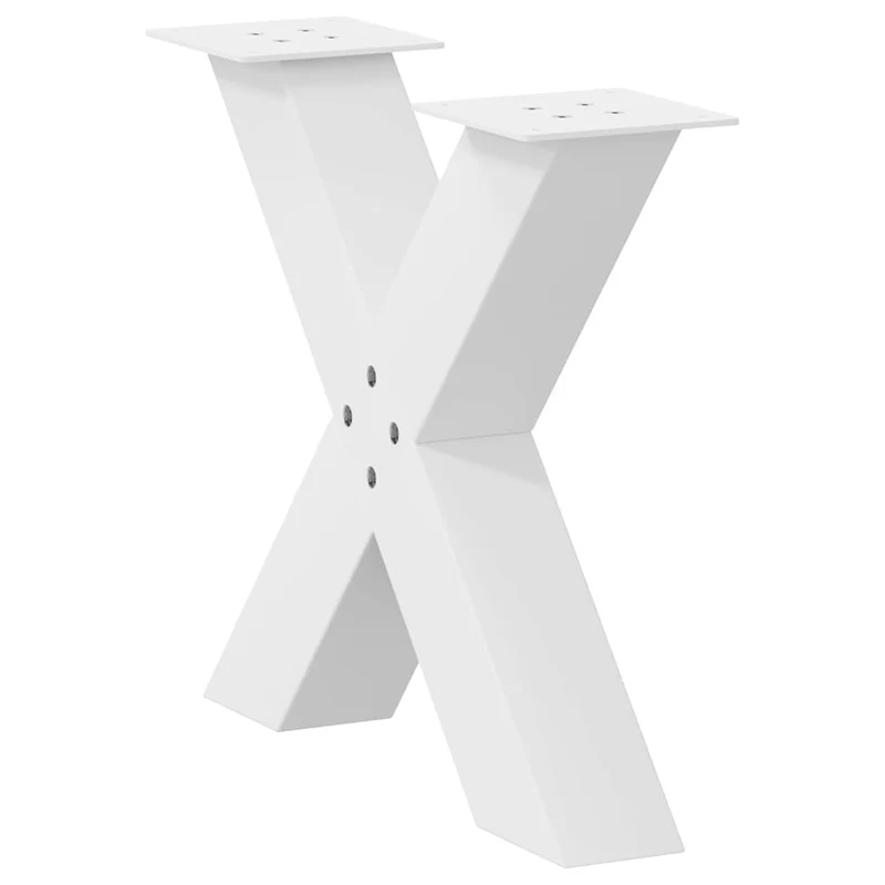 Lot de 2 pieds de table basse en forme de X 60 x 42 cm design moderne finition épurée en acier blanc 02_0057233