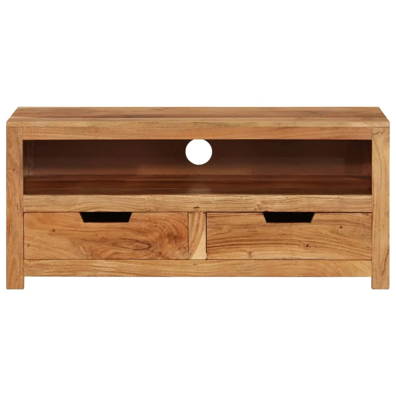 Meuble TV multimédia étagère télévision buffet téléviseur salle à manger salon chambre 88 x 35 x 40 cm bois d'acacia massif brun 02_0026324