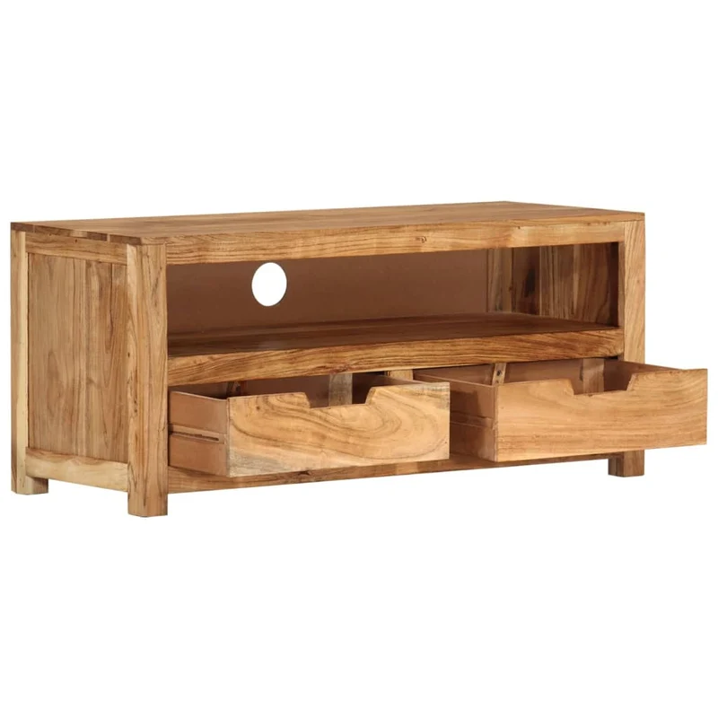 Meuble TV multimédia étagère télévision buffet téléviseur salle à manger salon chambre 88 x 35 x 40 cm bois d'acacia massif brun 02_0026324