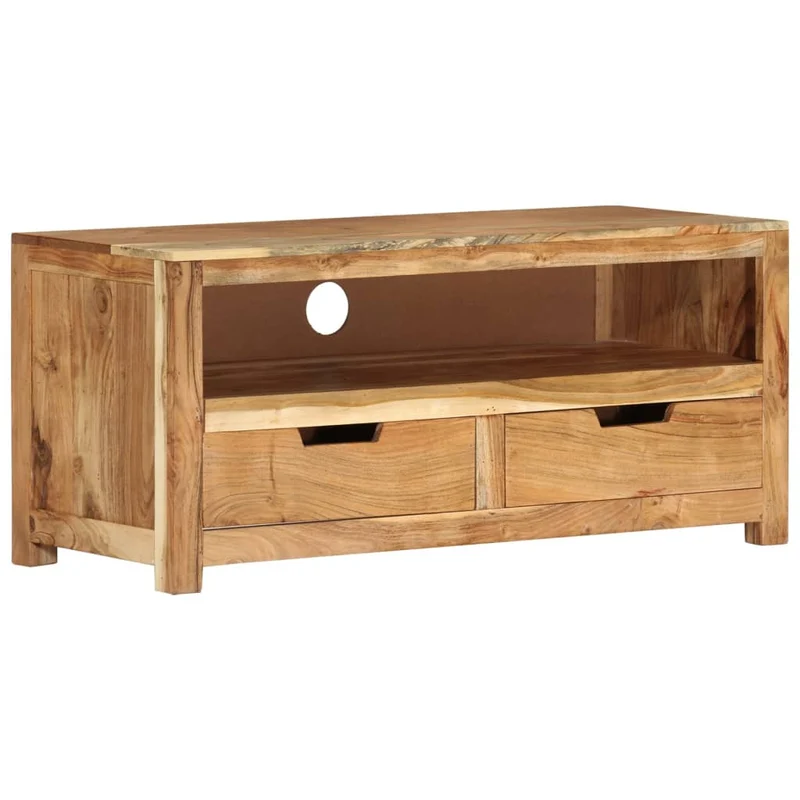 Meuble TV multimédia étagère télévision buffet téléviseur salle à manger salon chambre 88 x 35 x 40 cm bois d'acacia massif brun 02_0026324
