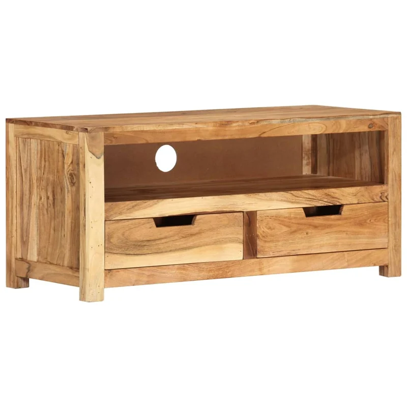 Meuble TV multimédia étagère télévision buffet téléviseur salle à manger salon chambre 88 x 35 x 40 cm bois d'acacia massif brun 02_0026324