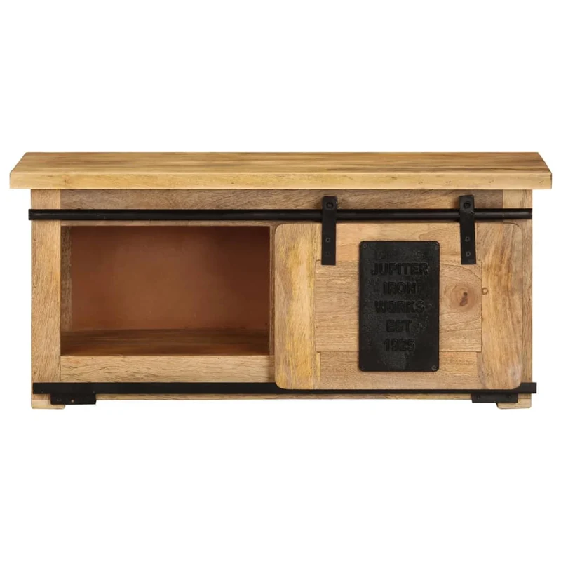 Meuble TV multimédia étagère télévision buffet téléviseur salle à manger salon chambre 90 x 35 x 40 cm bois massif de manguier brun 02_0026351