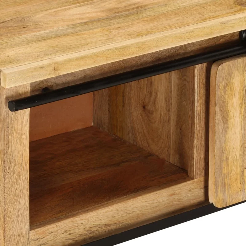Meuble TV multimédia étagère télévision buffet téléviseur salle à manger salon chambre 90 x 35 x 40 cm bois massif de manguier brun 02_0026351
