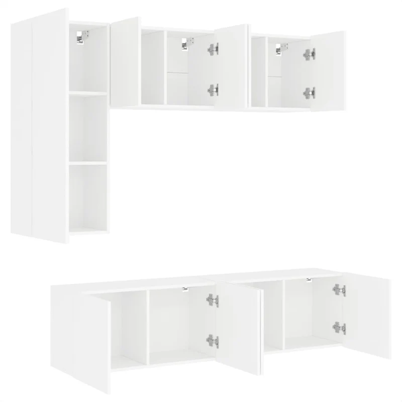Meubles TV multimédia étagère télévision buffet téléviseur salle à manger salon chambre 5 pièces bois d'ingénierie blanc 02_0029257