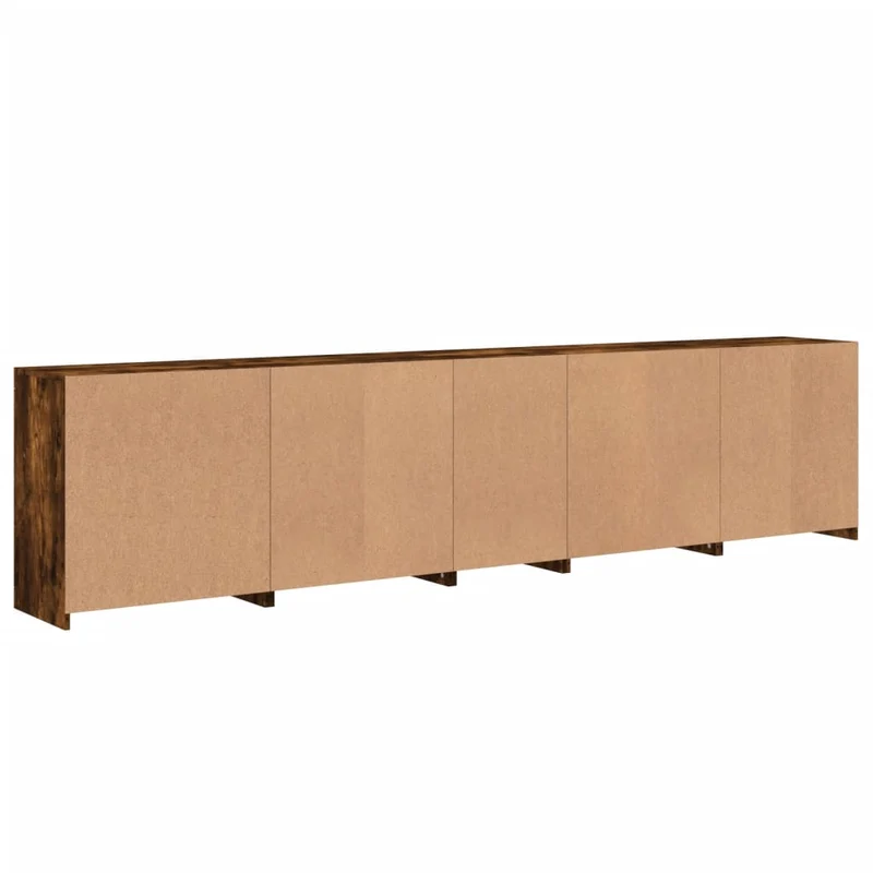 Buffet bahut commode armoire meuble de rangement organisateur cuisine salle de séjour salon avec lumières LED 283 x 37 x 67 cm marron 02_0029881