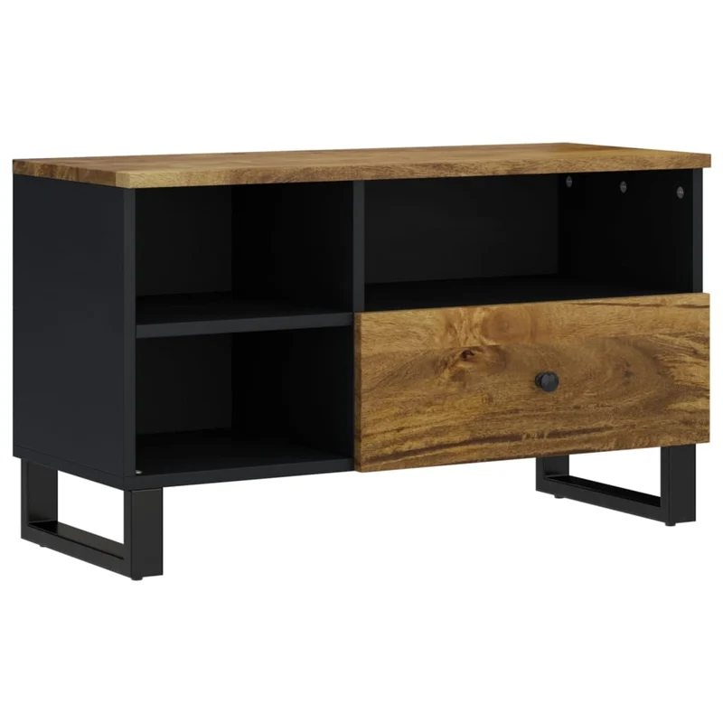 Meuble TV multimédia étagère télévision buffet téléviseur salle à manger salon chambre 80 x 33 x 46 cm bois de manguier et d'ingénierie brun 02_0026244
