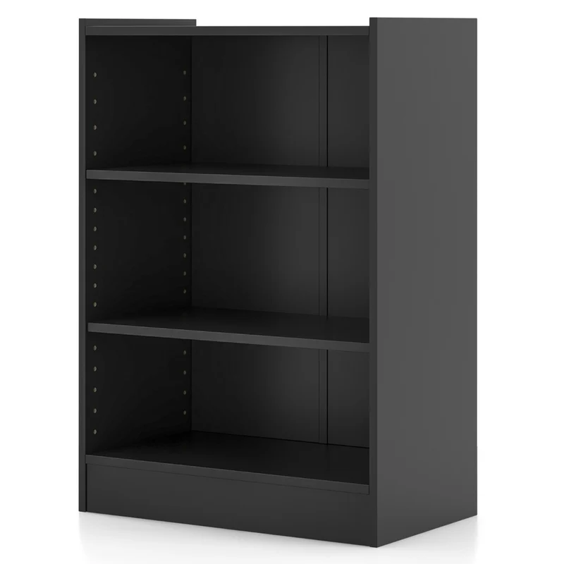 Bibliothèque à 3 Niveaux 50 x 30 x 75 cm fonction de rangement ajustable design moderne en bois d'ingénierie noir 20_0021116