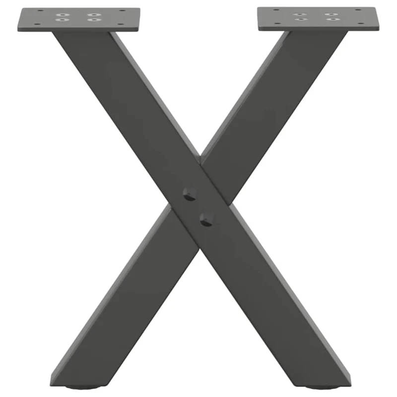 Lot de 2 pieds de table basse en forme de X 37 x 30 cm support robuste avec niveleurs réglables en acier anthracite 02_0057149