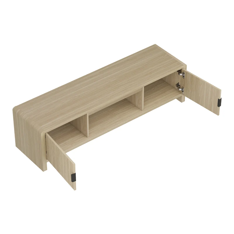 Meuble TV support télévision salon étagère 150 x 40 x 40 cm effet chêne 03_0010081