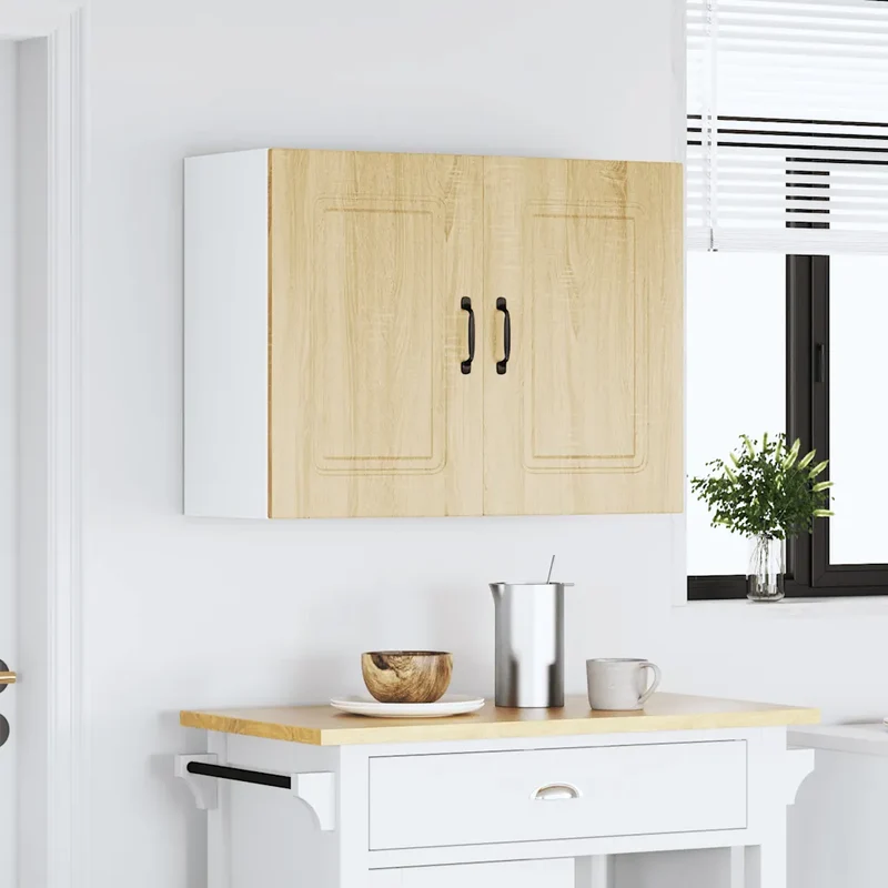 Armoire murale de cuisine polyvalente avec espace de rangement 80 x 31 x 60 cm en bois d'ingénierie chêne sonoma 02_0049995