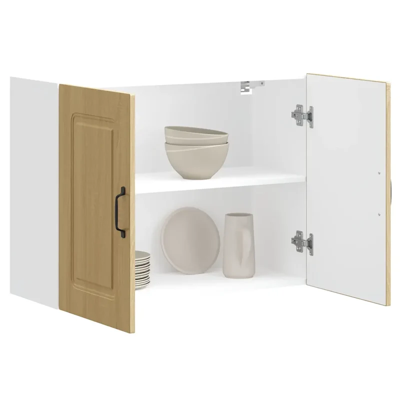 Armoire murale de cuisine polyvalente avec espace de rangement 80 x 31 x 60 cm en bois d'ingénierie chêne sonoma 02_0049995
