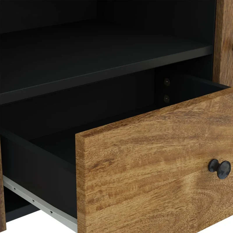 Meuble TV multimédia étagère télévision buffet téléviseur salle à manger salon chambre 105 x 33,5 x 46 cm bois de manguier et d'ingénierie brun 02_0025682