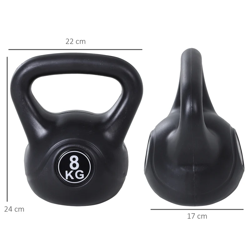Haltère à boule musculation 22 x 17 x 24 cm prise confort silencieux fond plat rangement design épuré en plastique noir 21_0006766