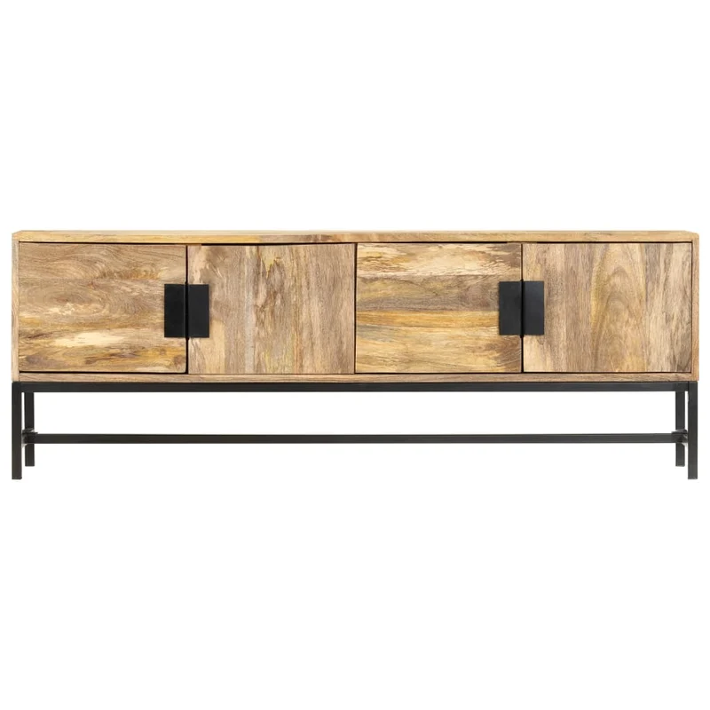 Meuble TV multimédia étagère télévision buffet téléviseur salle à manger salon chambre 140 x 30 x 50 cm bois massif de manguier brun 02_0025918