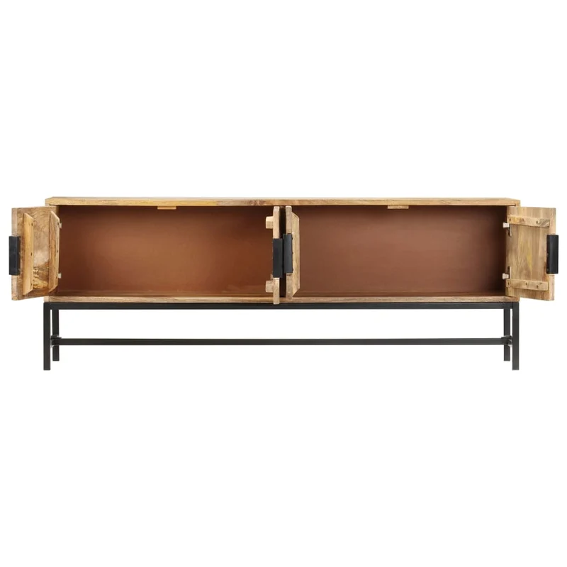 Meuble TV multimédia étagère télévision buffet téléviseur salle à manger salon chambre 140 x 30 x 50 cm bois massif de manguier brun 02_0025918