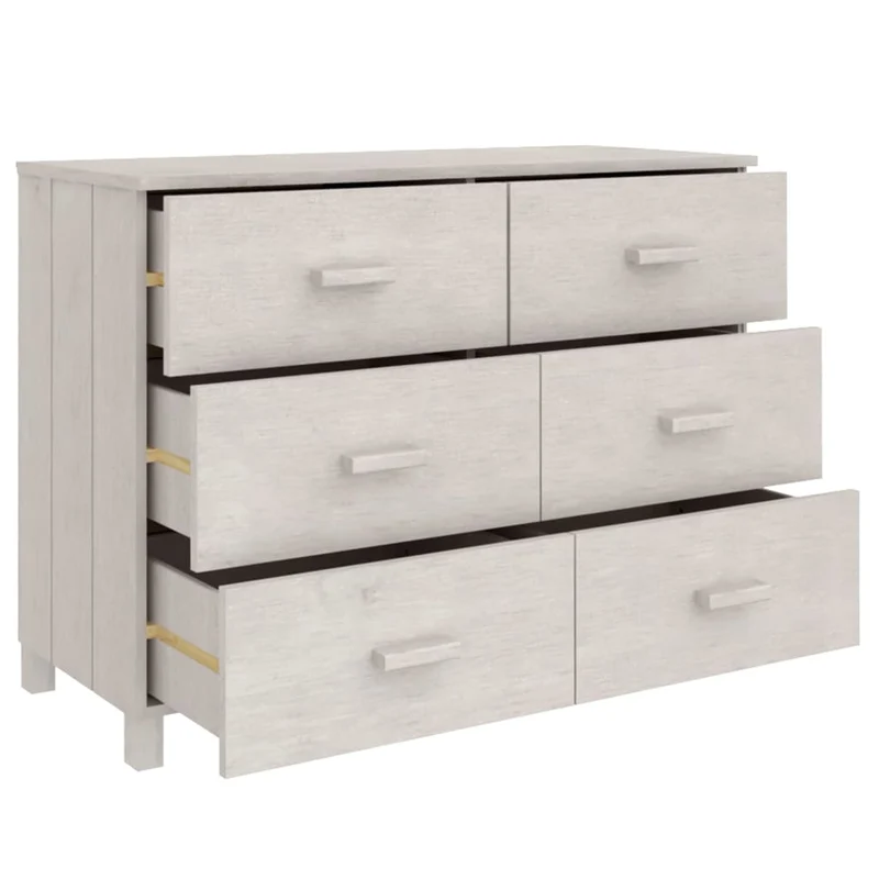 Buffet bahut commode armoire meuble de rangement organisateur cuisine salle de séjour salon 113 x 40 x 80 cm bois massif de pin blanc 02_0035771