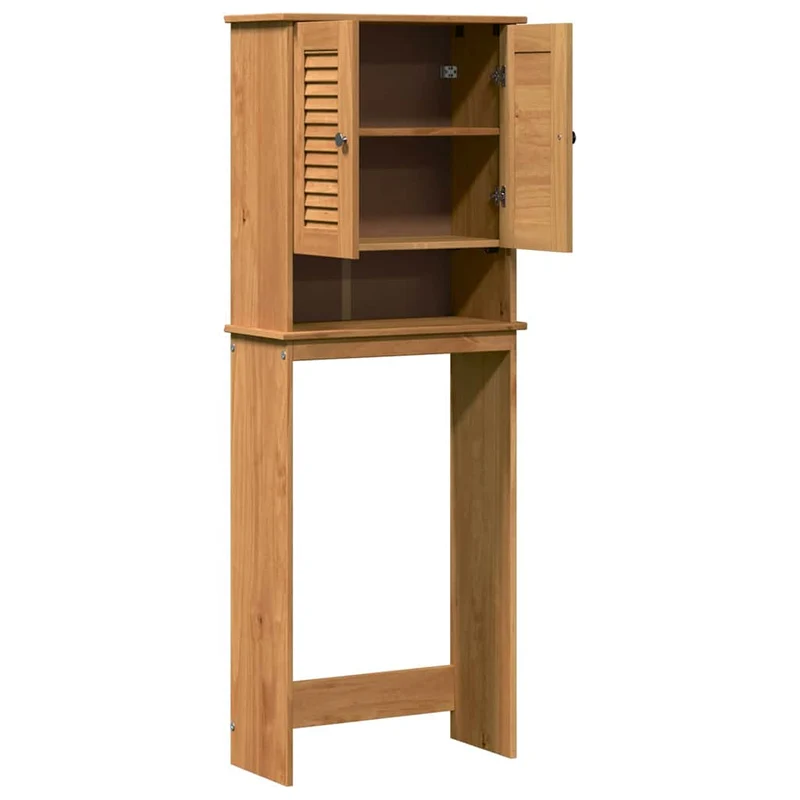 Armoire au-dessus des toilettes design moderne mural 60 x 27 x 161 cm rangement optimal en pin massif marron 02_0057919