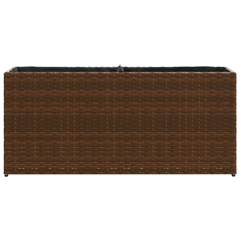 Jardinière bac lit surélevé plantes fleurs terrasse jardin avec 2 pots 90 x 20 x 40 cm résine tressée marron 02_0038084