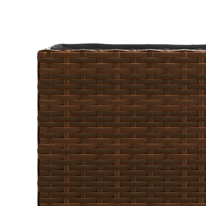 Jardinière bac lit surélevé plantes fleurs terrasse jardin avec 2 pots 90 x 20 x 40 cm résine tressée marron 02_0038084