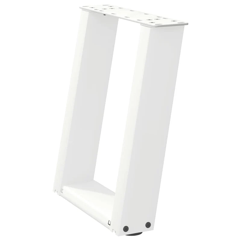Lot de 2 pieds de table basse en U design moderne 38 x 42-43 cm avec niveleurs ajustables en acier blanc 02_0057045