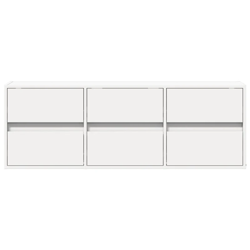 Meuble TV multimédia étagère télévision buffet téléviseur salle à manger salon chambre mural avec lumières LED 130 x 31 x 45 cm blanc 02_0027857