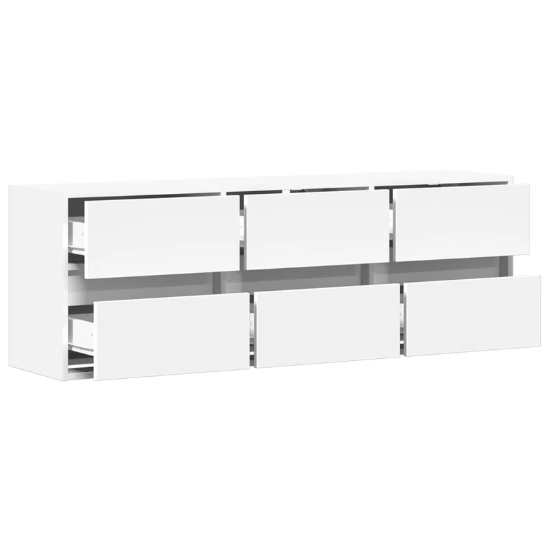 Meuble TV multimédia étagère télévision buffet téléviseur salle à manger salon chambre mural avec lumières LED 130 x 31 x 45 cm blanc 02_0027857