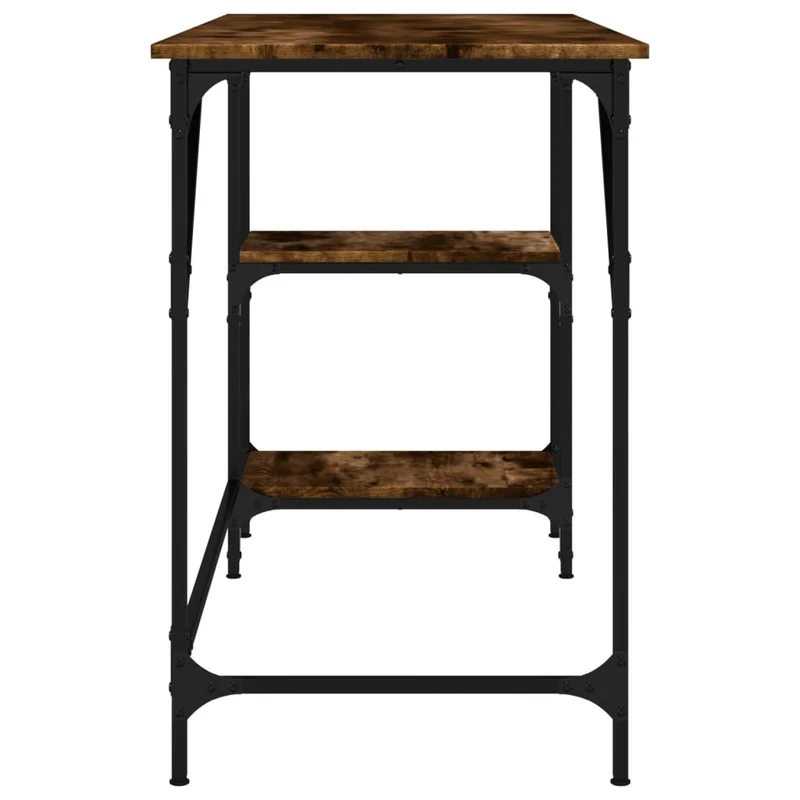 Bureau table poste de travail meuble d'ordinateur informatique étude chêne fumé 120 x 50 x 75 cm métal et bois d'ingénierie brun 02_0023572