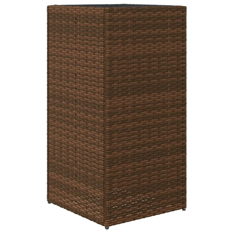 Jardinière bac lit surélevé plantes fleurs terrasse jardin 40 x 40 x 80 cm résine tressée marron 02_0037587