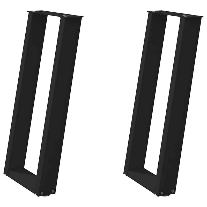 Lot de 2 pieds de table console en U inclinés 38 x 72 cm stables modernes en acier noir 02_0057062