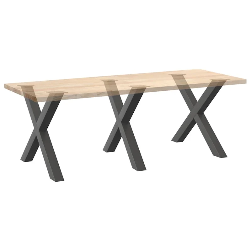 Lot de 3 pieds de table à manger en X 90 x 72-73 cm avec niveleurs ajustables style moderne en acier anthracite 02_0057268