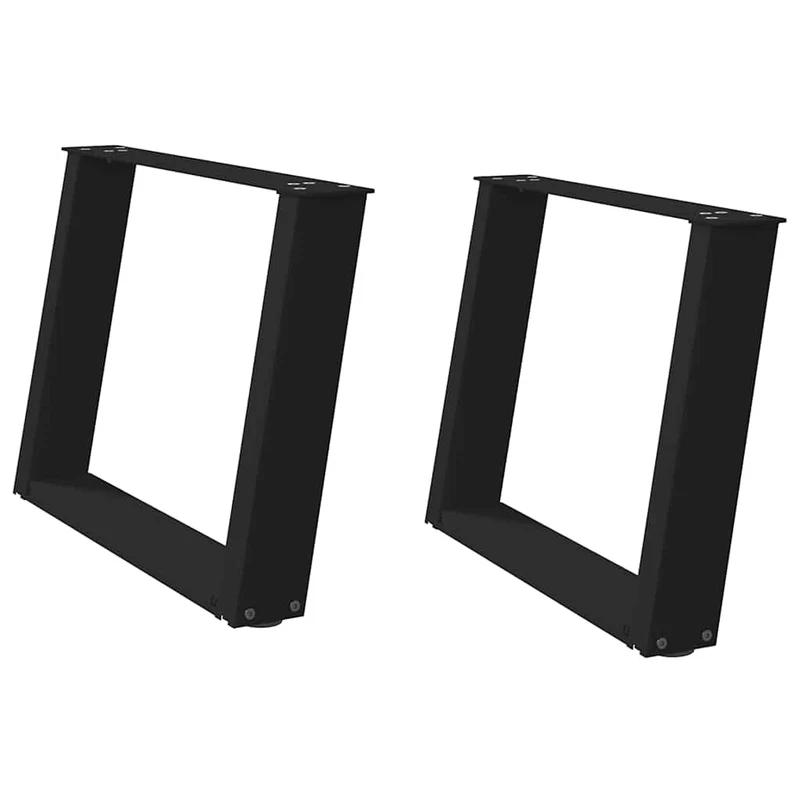 Lot de 2 pieds de table basse en U inclinés 60 x 43 cm support robuste réglable design moderne en acier noir 02_0057052
