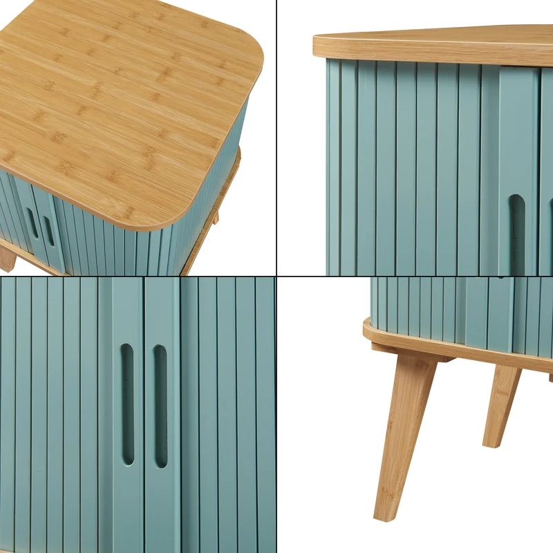 Table d'appoint bambou 59 x 45 x 45 cm naturel bleu 03_0010969