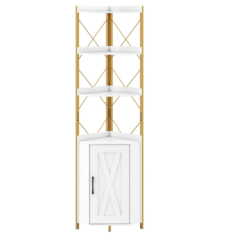 Armoire d'angle avec meuble de rangement 38 x 38 x 180 cm solide et sécurisé style moderne en bois d'ingénierie blanc 20_0021062