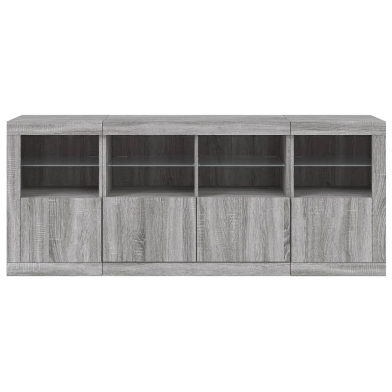 Buffet bahut commode armoire meuble de rangement organisateur cuisine salle de séjour salon avec lumières LED sonoma 163 x 37 x 67 cm gris 02_0030058
