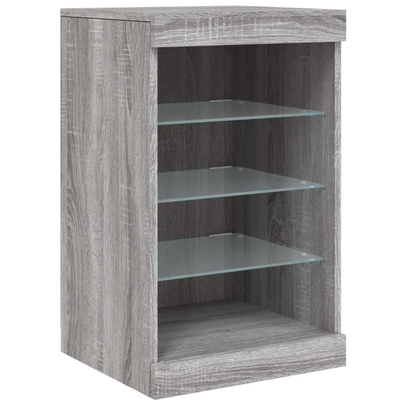 Buffet bahut commode armoire meuble de rangement organisateur cuisine salle de séjour salon avec lumières LED sonoma 123 x 37 x 67 cm gris 02_0030051