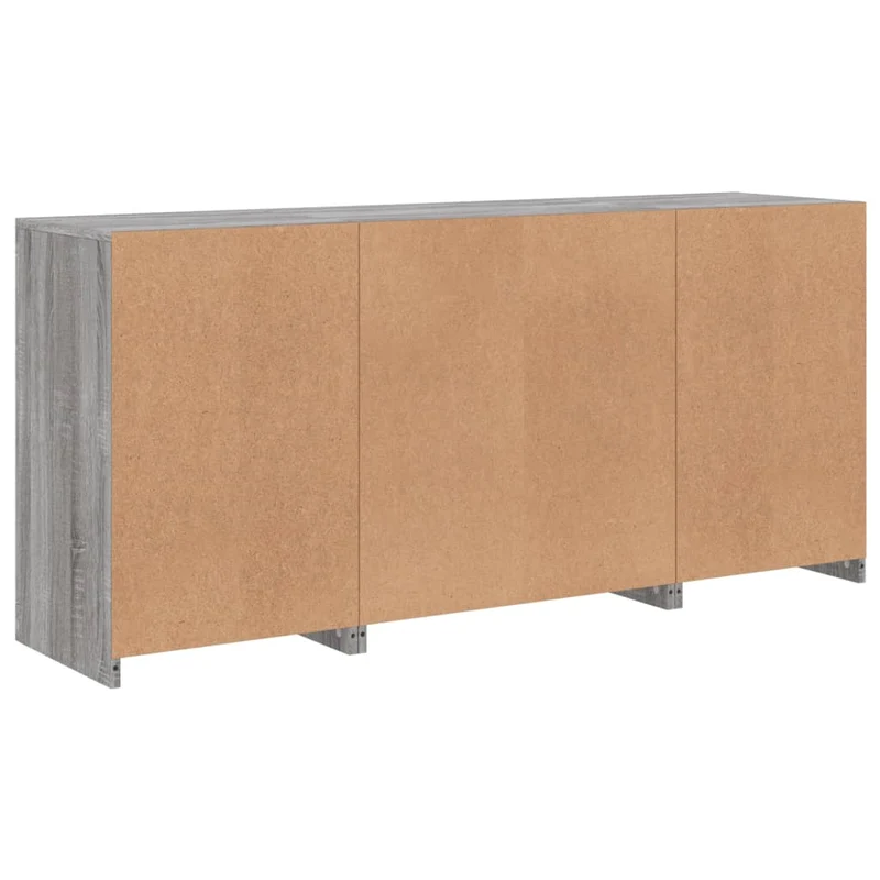 Buffet bahut commode armoire meuble de rangement organisateur cuisine salle de séjour salon avec lumières LED sonoma 142,5 x 37 x 67 cm gris 02_0030052