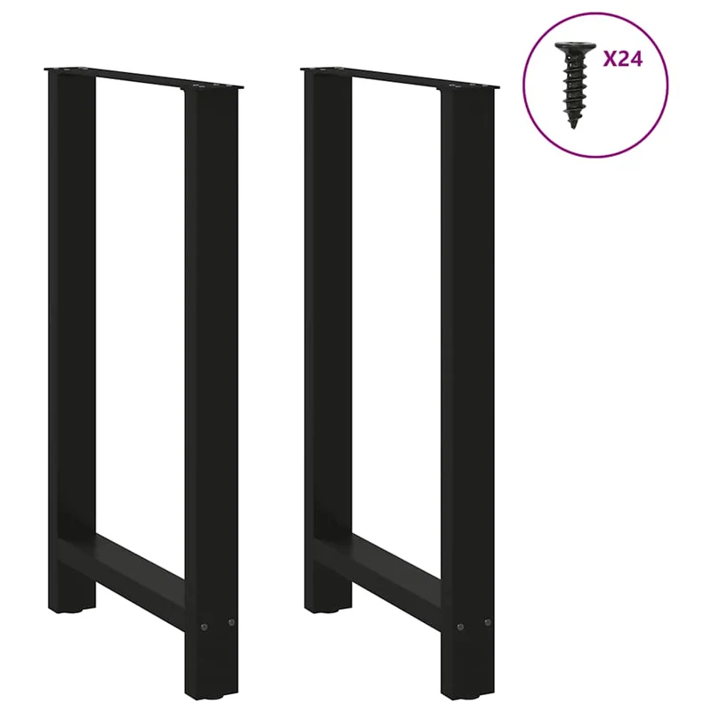 Lot de 2 pieds de table de bar modernes 60 x 100 cm avec nivelleurs réglables en acier thermolaqué noir 02_0057584