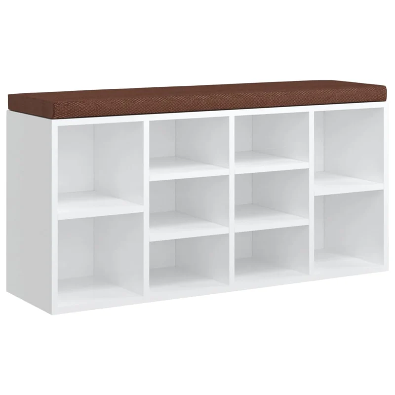 Banc banquette à chaussures 103 x 30 x 48 cm bois d'ingénierie blanc brillant 02_0010934
