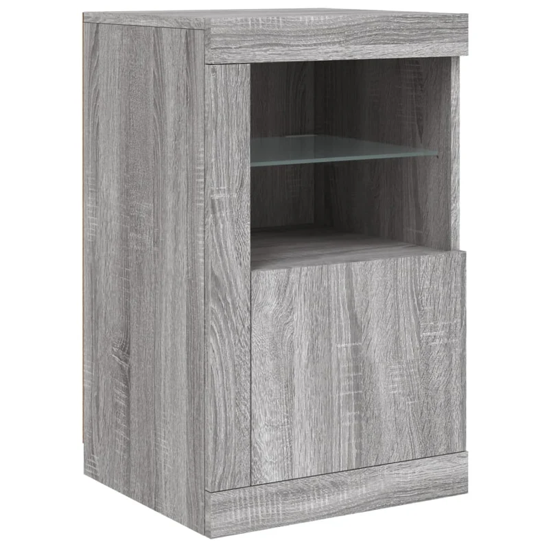 Buffet bahut commode armoire meuble de rangement organisateur cuisine salle de séjour salon avec lumières LED sonoma 123 x 37 x 67 cm gris 02_0030050