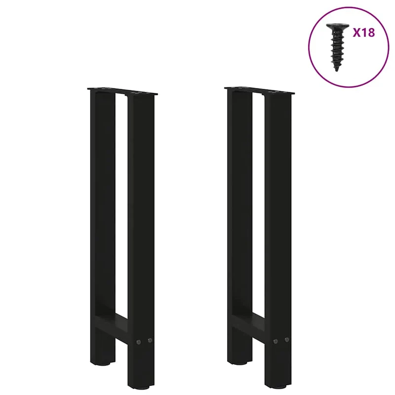 Lot de 2 pieds de console réglables modernes 28 x 73 cm en acier noir 02_0057532