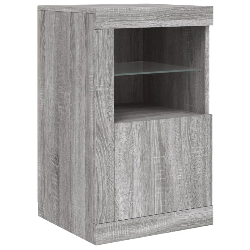 Buffet bahut commode armoire meuble de rangement organisateur cuisine salle de séjour salon avec lumières LED sonoma 164 x 37 x 67 cm gris 02_0030060