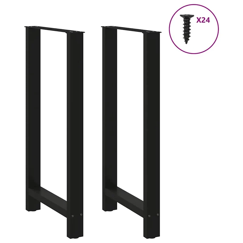 Lot de 2 pieds de table de bar réglables pour plateau de taille adaptée 60 x 111 cm en acier noir 02_0057596