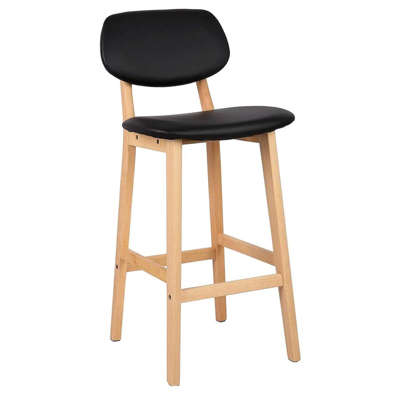 Tabourets de bar en synthétique avec structure en bois set de 2 pièces noir 19_0000449