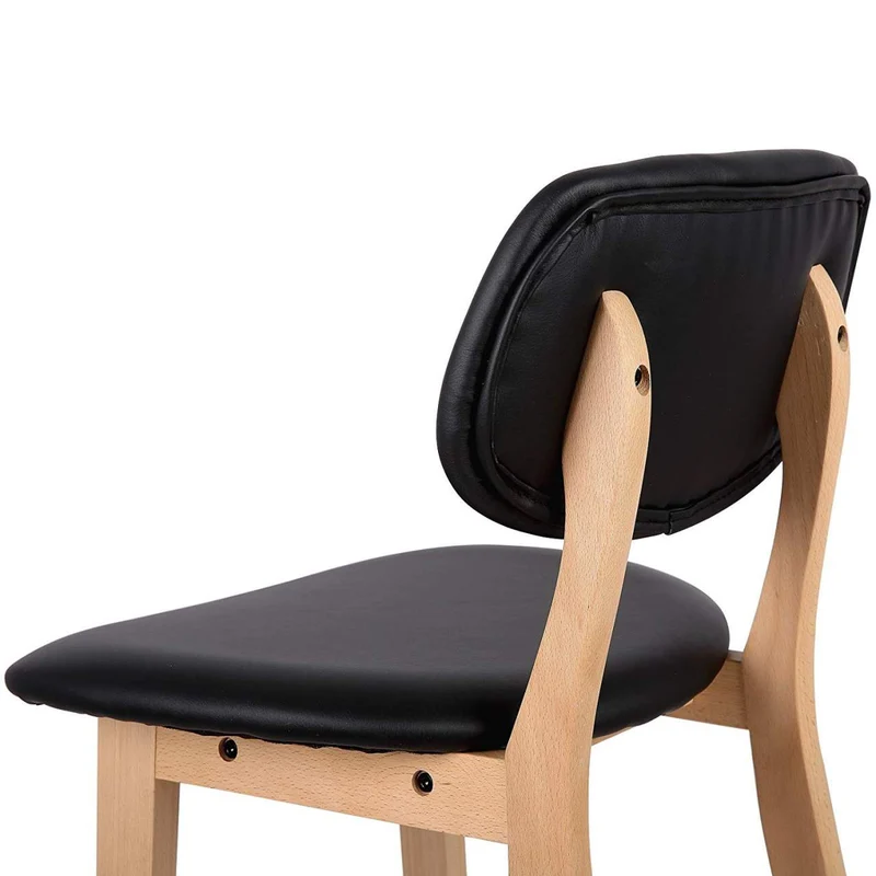 Tabourets de bar en synthétique avec structure en bois set de 2 pièces noir 19_0000449